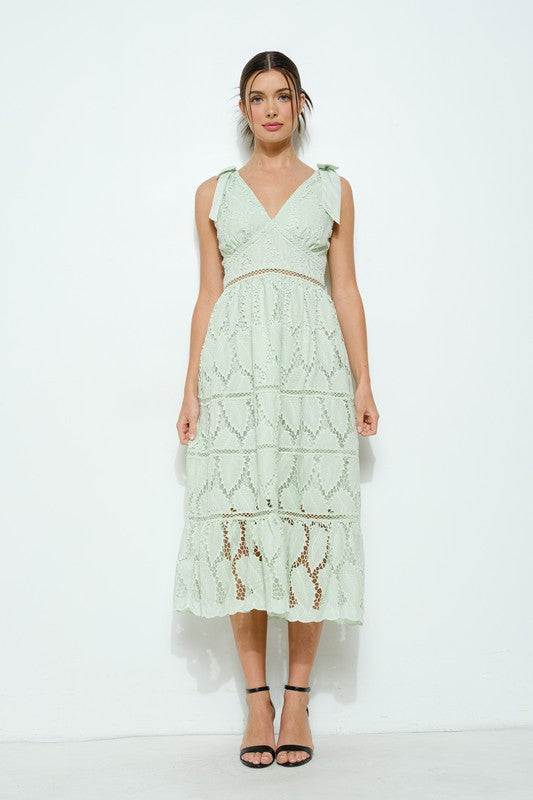 Lace Ribbon Accent Dress