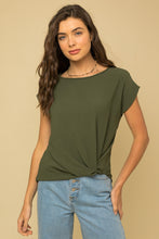 Load image into Gallery viewer, Woven Tee with Front Knot Detail
