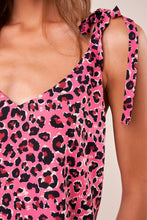 Load image into Gallery viewer, SL Pink Animal Print Shoulder Tie Tank
