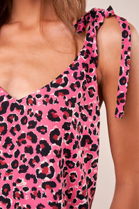 SL Pink Animal Print Shoulder Tie Tank